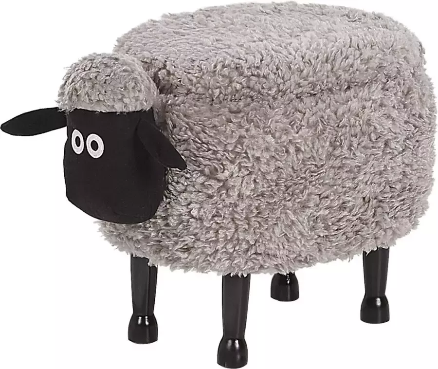 Beliani SHEEP Dierenhocker-Donkere houtkleur-Polyester - Foto 1