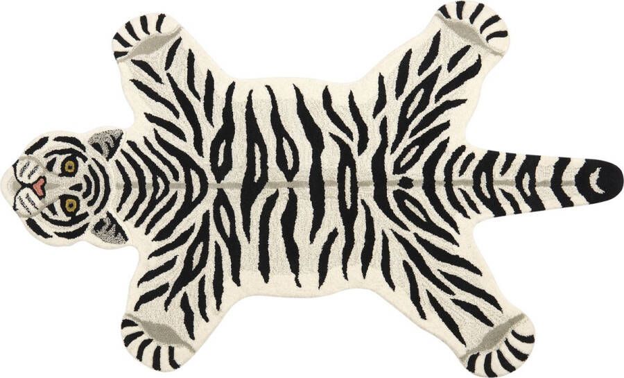 Beliani SHERE Kindervloerkleed Zwart Wit 100 x 160 cm Wol