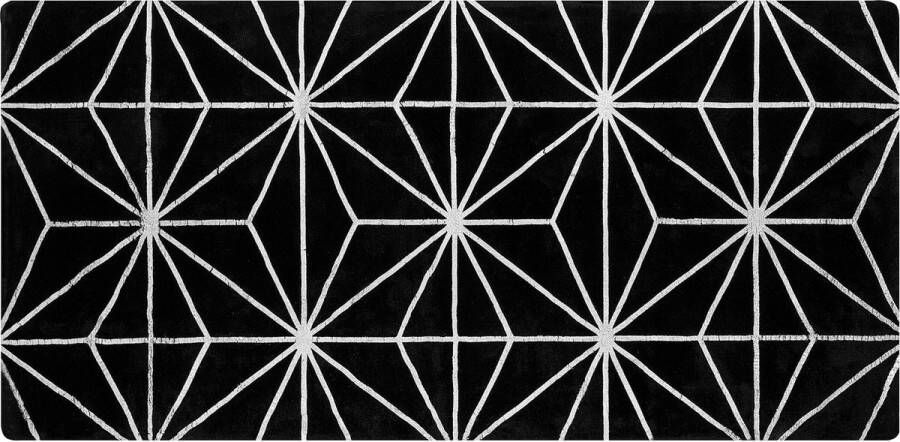 Beliani SIBEL Laagpolig vloerkleed Zwart 80 x 150 cm Viscose - Foto 1