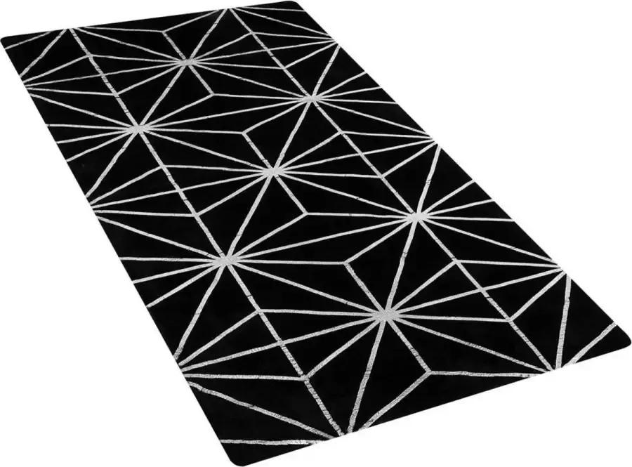 Beliani SIBEL Laagpolig vloerkleed Zwart 80 x 150 cm Viscose - Foto 2