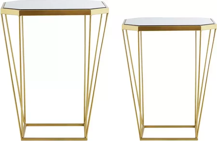 Beliani SIERRA Salontafel set Goud Glas - Foto 1