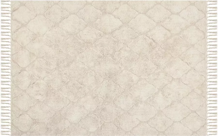 Beliani SILCHAR Laagpolig vloerkleed Beige 140 x 200 cm Katoen - Foto 2