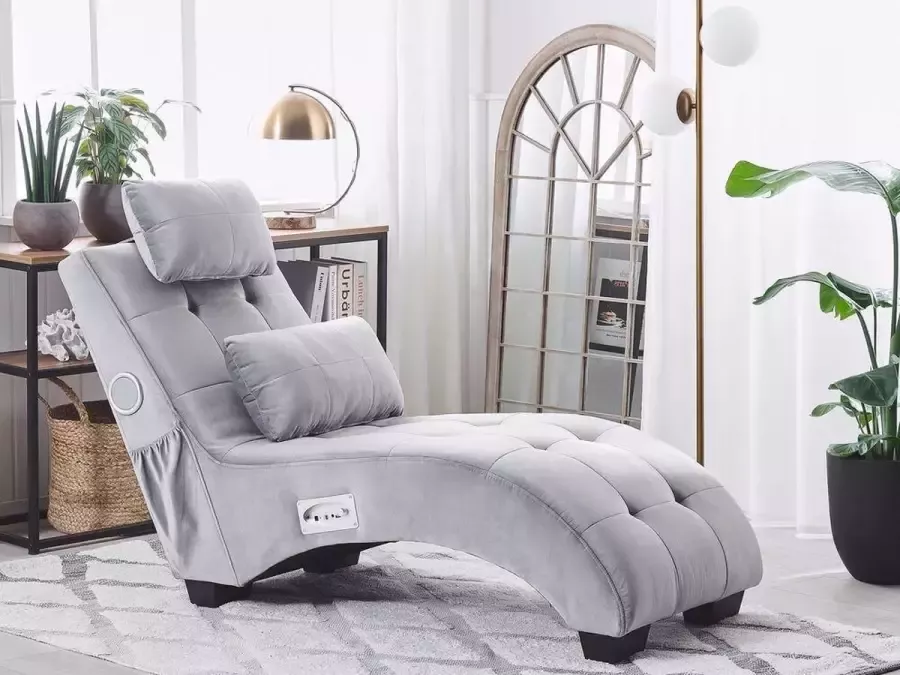 Beliani SIMORRE Chaise longue Grijs Universeel Fluweel - Foto 3