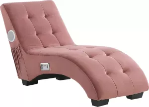 Beliani Simorre Chaise Longue-roze-fluweel