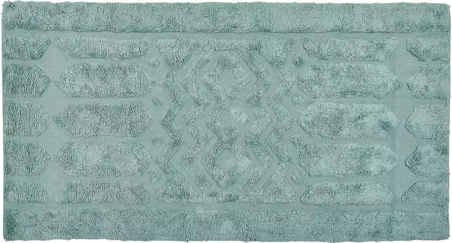 Beliani SIRNAK Laagpolig vloerkleed Mintgroen 80 x 150 cm Katoen - Foto 2