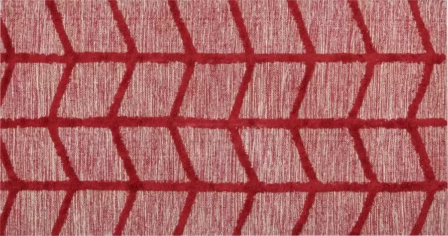 Beliani SIVAS Laagpolig vloerkleed Rood 80 x 150 cm Katoen - Foto 2