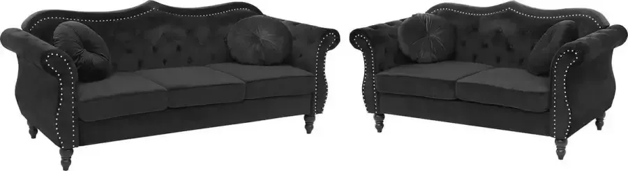 Beliani SKIEN Living Room Set Zwart Fluweel