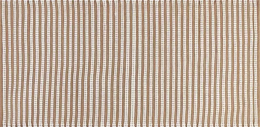 Beliani SOFULU Modern vloerkleed Wit Bruin 80 x 150 cm Katoen