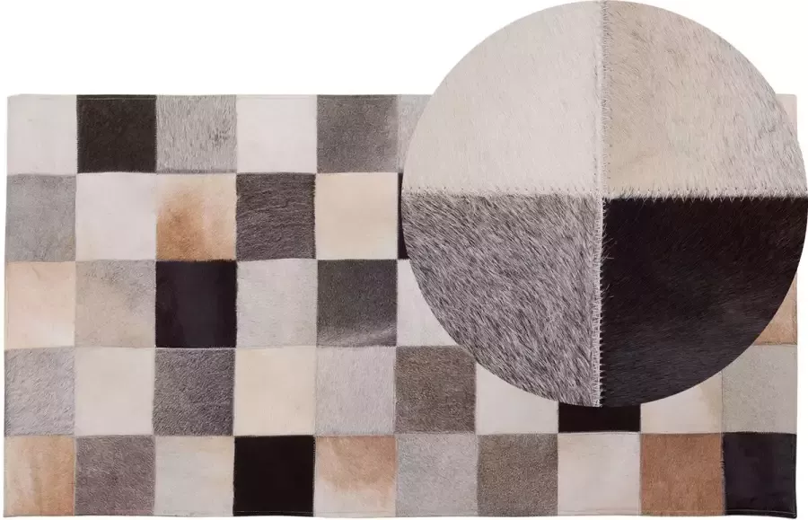 Beliani SOKE Laagpolig vloerkleed Multicolor 80 x 150 cm Leer - Foto 2