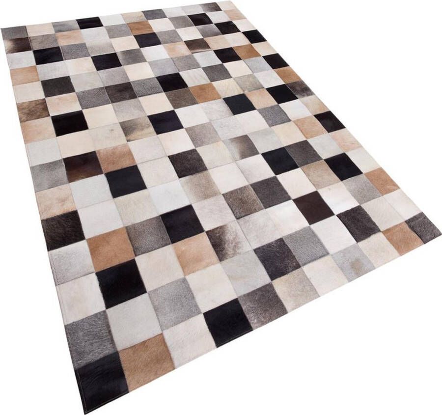 Beliani SOKE Patchwork vloerkleed Bruin 200 x 300 cm Koeienhuid leer