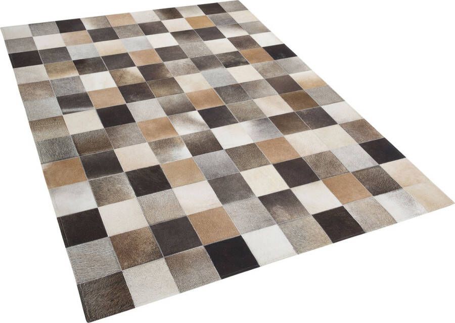 Beliani SOKE Patchwork vloerkleed Bruin 200 x 300 cm Koeienhuid leer