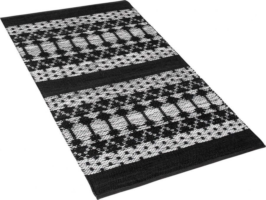 Beliani SOKUN Laagpolig vloerkleed Zwart 80 x 150 cm Leer