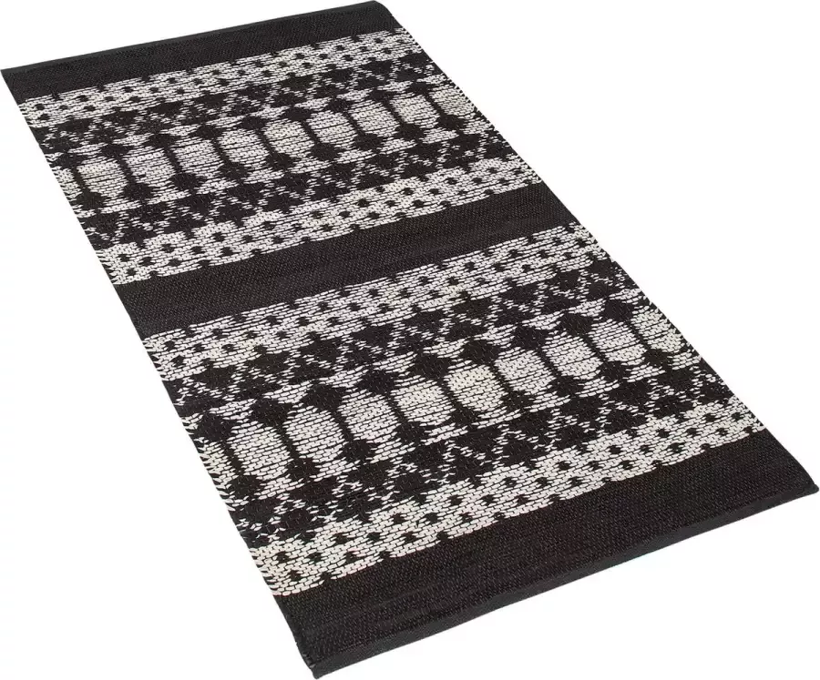 Beliani SOKUN Laagpolig vloerkleed Zwart 80 x 150 cm Leer - Foto 1