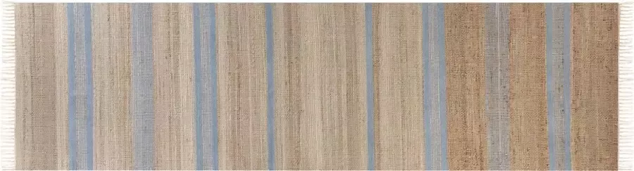 Beliani TALPUR Vloerkleed Beige Lichtblauw 80 x 300 cm Jute - Foto 2