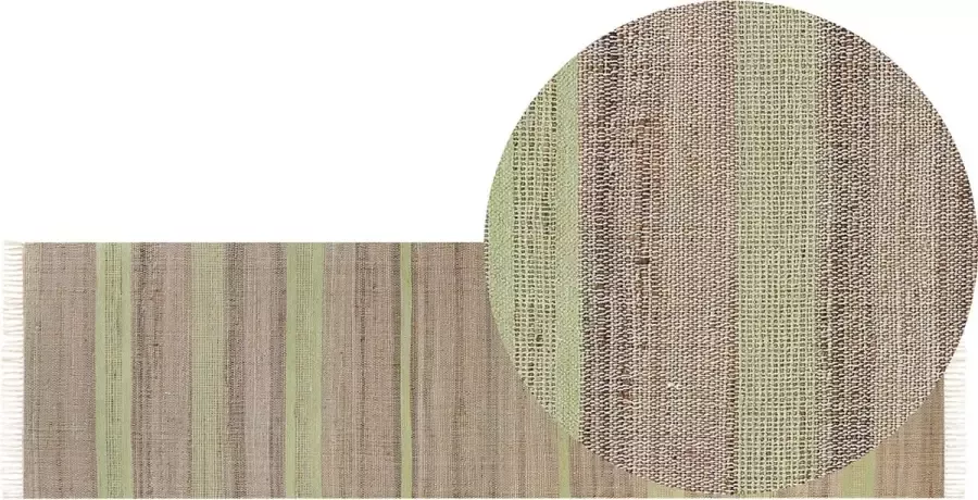 Beliani Vloerkleed jute beige lichtgroen 80 x 300 cm TALPUR