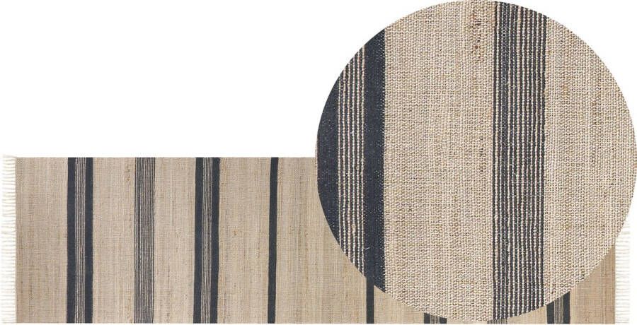 Beliani TALPUR Vloerkleed Beige Grijs 80 x 300 cm Jute