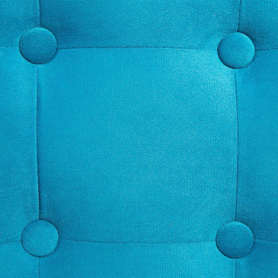 Beliani TAMPA Poef Blauw 55 cm Fluweel - Foto 2