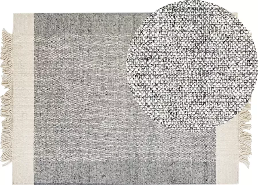 Beliani TATLISU Modern vloerkleed Gebroken wit 140 x 200 cm Wol