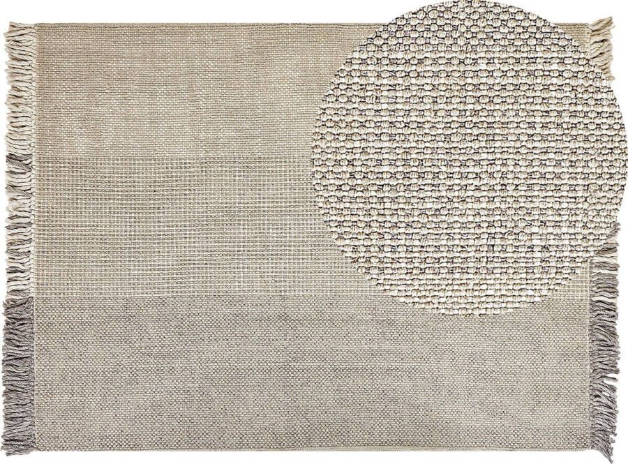 Beliani TEKELER Modern vloerkleed Grijs 160 x 230 cm Wol