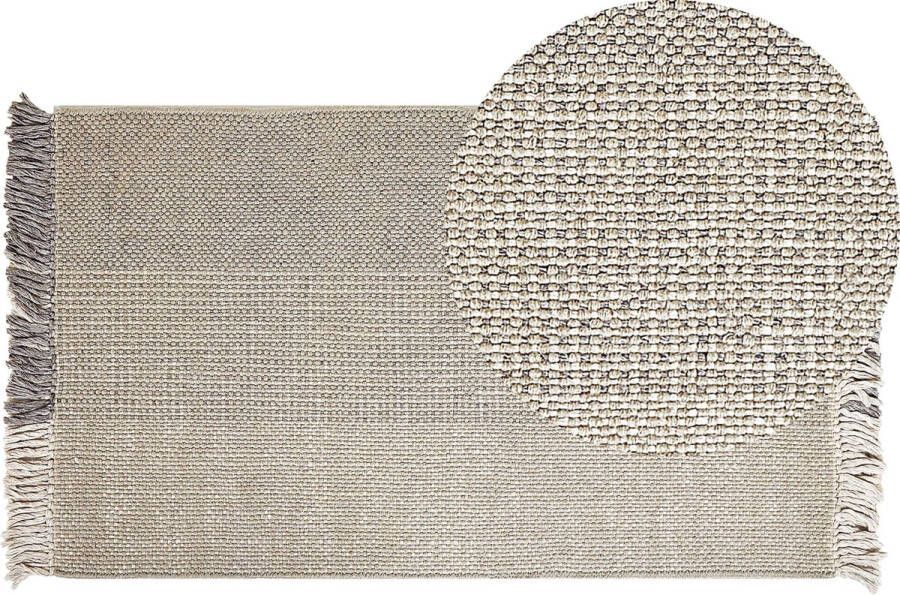 Beliani TEKELER Modern vloerkleed Grijs 80 x 150 cm Wol
