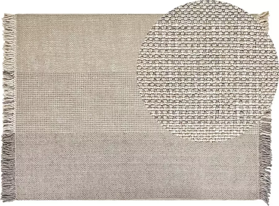 Beliani TEKELER Modern vloerkleed Grijs 140 x 200 cm Wol