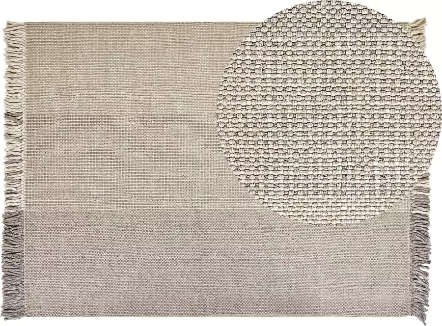 Beliani TEKELER Modern vloerkleed Lichtgrijs 140 x 200 cm Wol