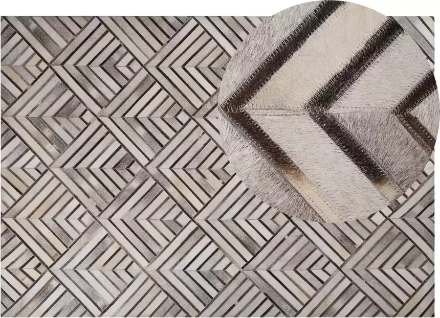 Beliani TEKIR Laagpolig vloerkleed Beige 160 x 230 cm Koeienhuid leer - Foto 2
