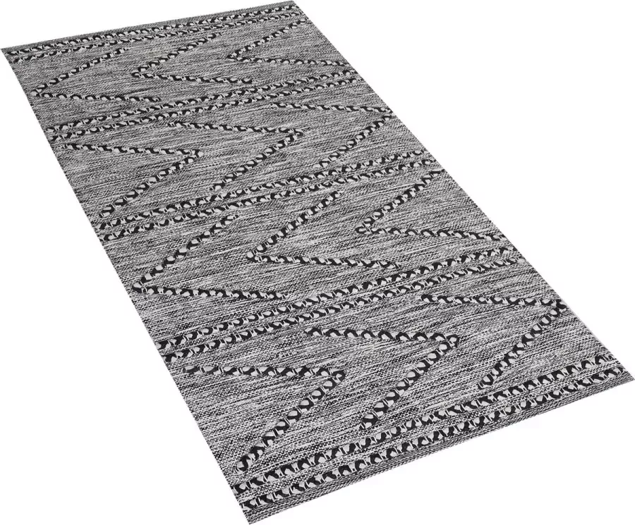 Beliani TERMAL Laagpolig vloerkleed Zwart 80 x 150 cm Katoen - Foto 2