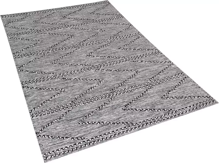 Beliani TERMAL Laagpolig vloerkleed Zwart 140 x 200 cm Katoen