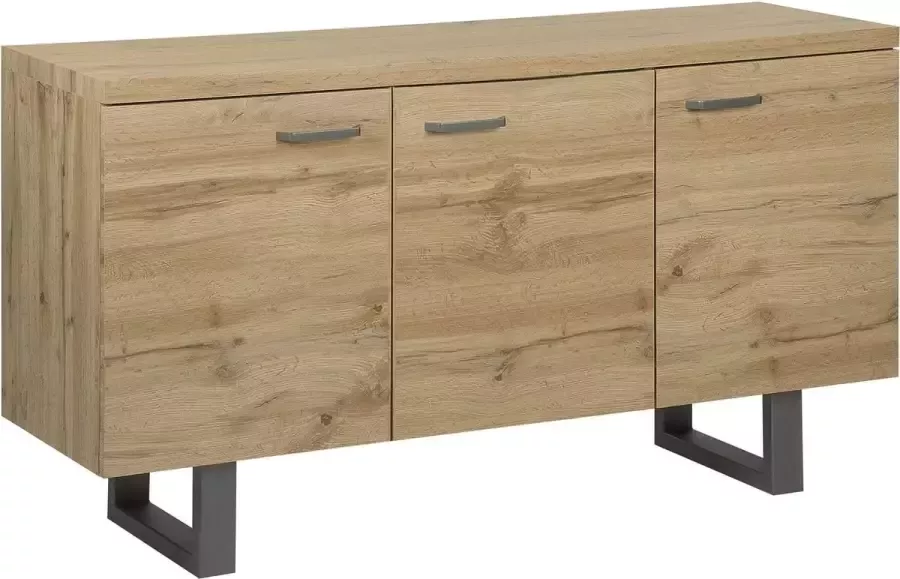 Beliani TIMBER Sideboard met 3 deuren lichte houtkleur - Foto 1