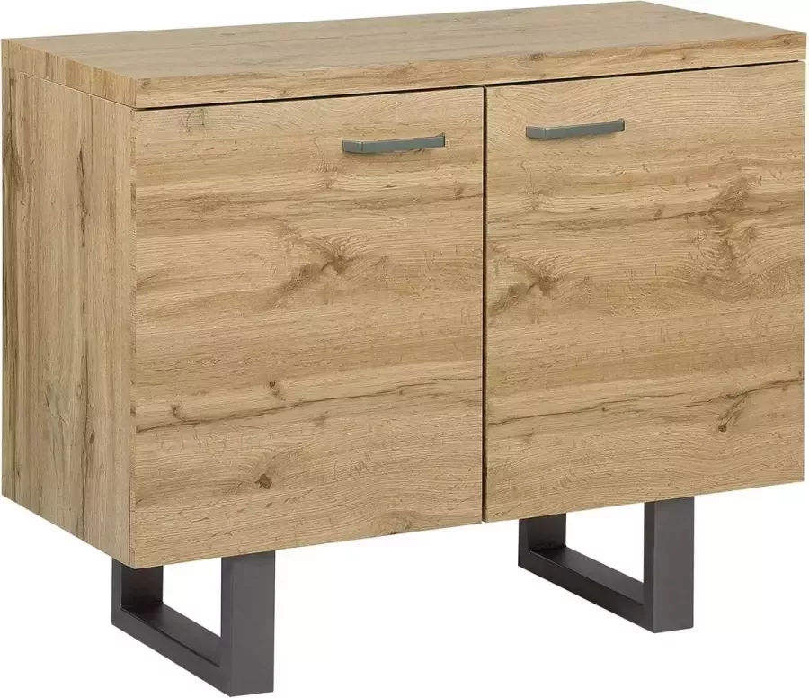 Beliani TIMBER Sideboard met 2 deuren lichte houtkleur - Foto 1