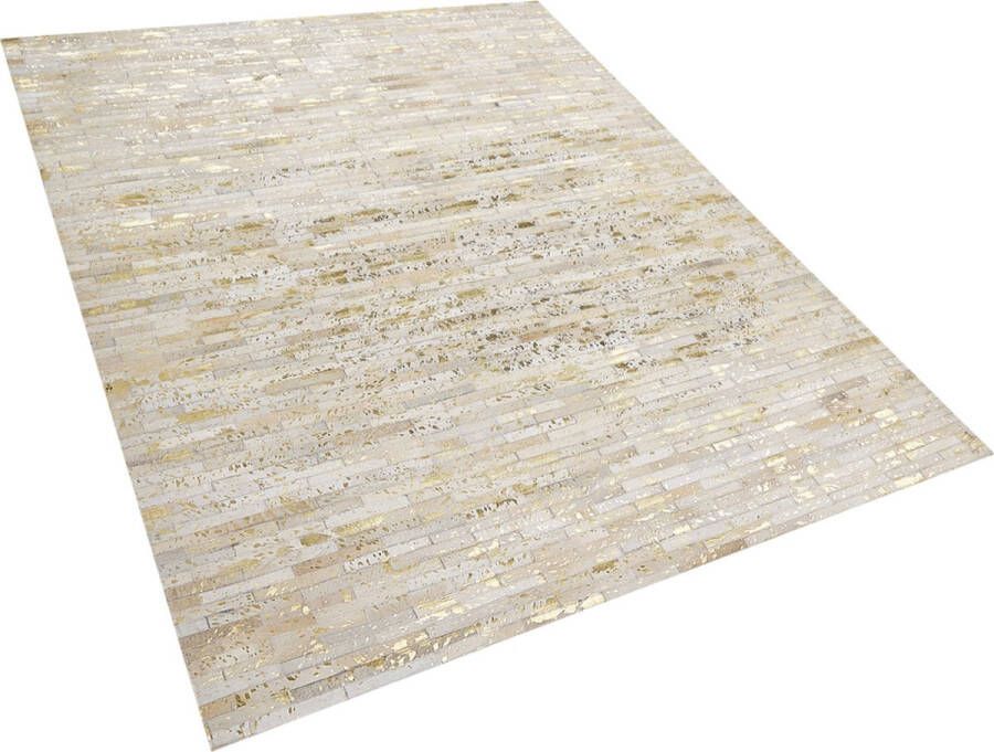 Beliani TOKUL Patchwork vloerkleed Beige 160 x 230 cm Koeienhuid leer