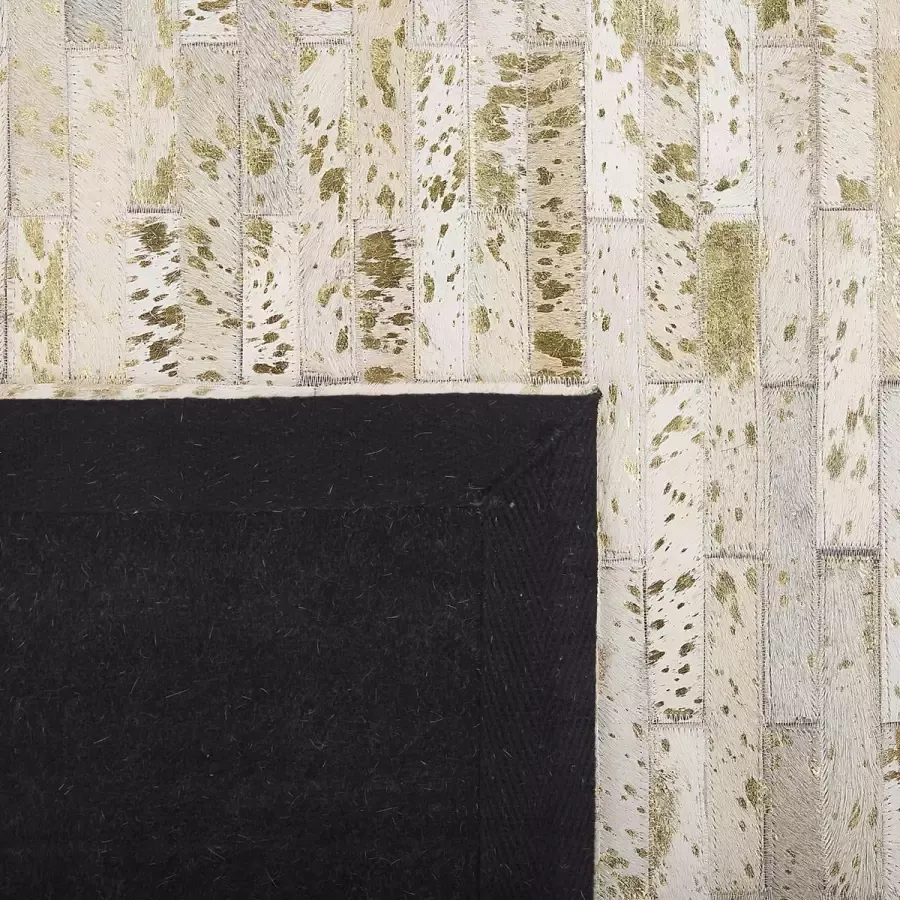 Beliani TOKUL Patchwork vloerkleed Beige 160 x 230 cm Koeienhuid leer - Foto 3