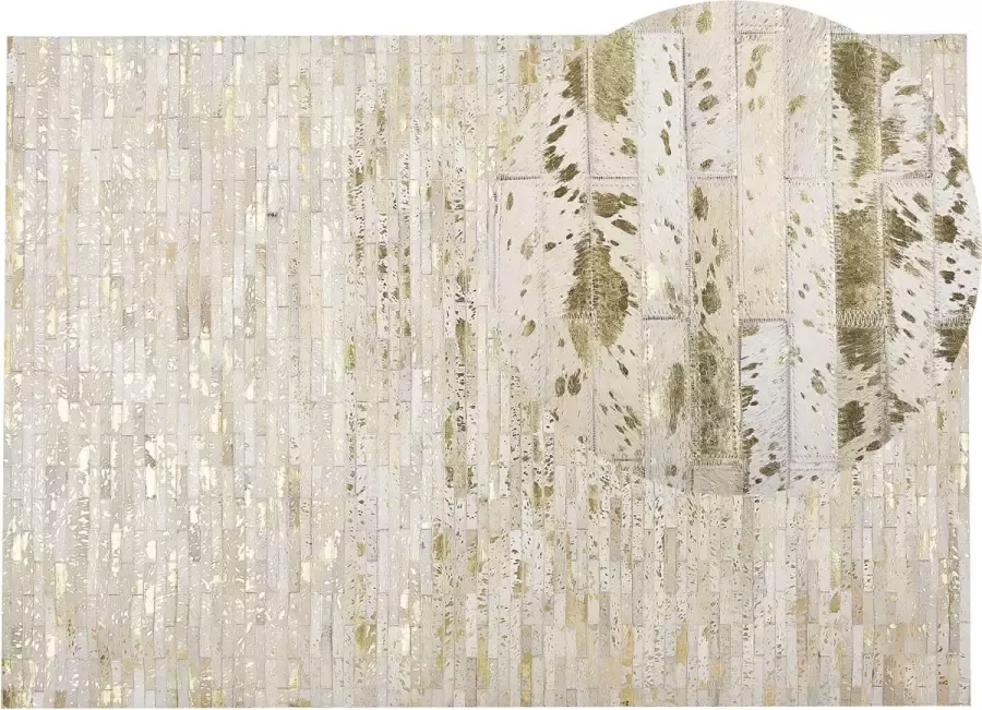 Beliani TOKUL Patchwork vloerkleed Beige 160 x 230 cm Koeienhuid leer - Foto 2
