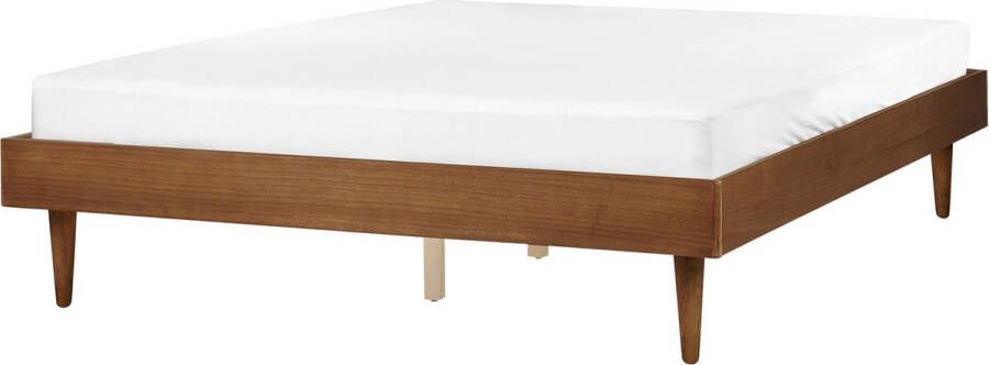 Beliani -TOUCY-Tweepersoonsbed-Lichtbruin-160 x 200 cm-Rubberhout