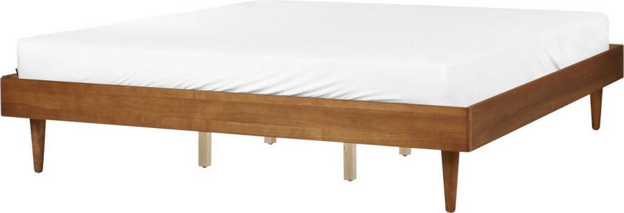 Beliani -TOUCY-Tweepersoonsbed-Lichtbruin-180 x 200 cm-Rubberhout