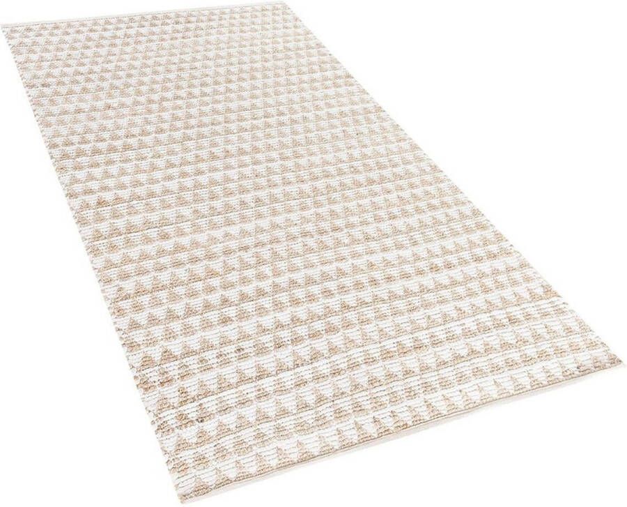 Beliani TUNCELI Laagpolig vloerkleed Beige 80 x 150 cm Katoen