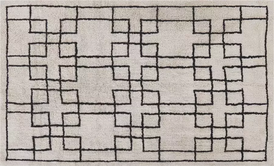 Beliani TURHAL Laagpolig vloerkleed Beige 140 x 200 cm Katoen - Foto 2