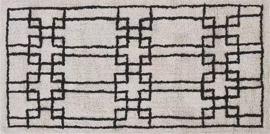 Beliani TURHAL Laagpolig vloerkleed Beige 80 x 150 cm Katoen - Foto 2