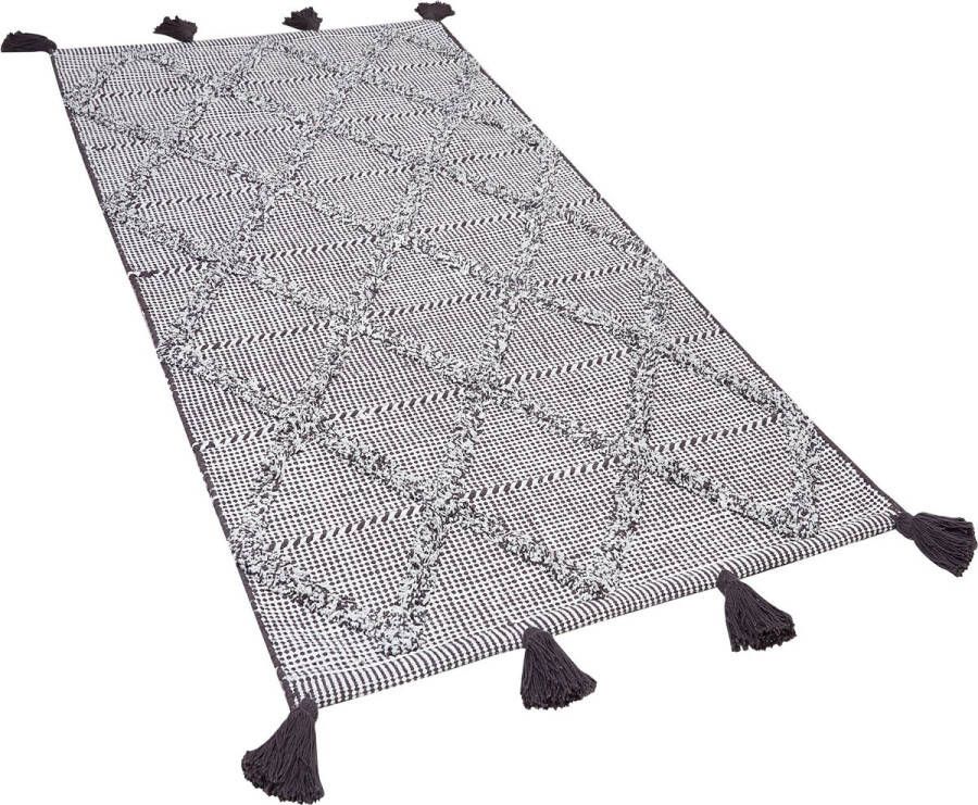 Beliani TUZLA Laagpolig vloerkleed Bruin 80 x 150 cm Katoen