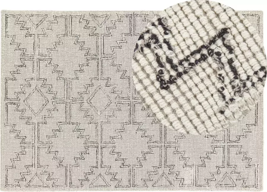 Beliani Vloerkleed wol beige zwart 140 x 200 cm URLA