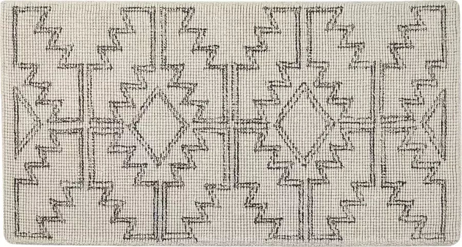 Beliani Vloerkleed wol beige zwart 80 x 150 cm URLA - Foto 2
