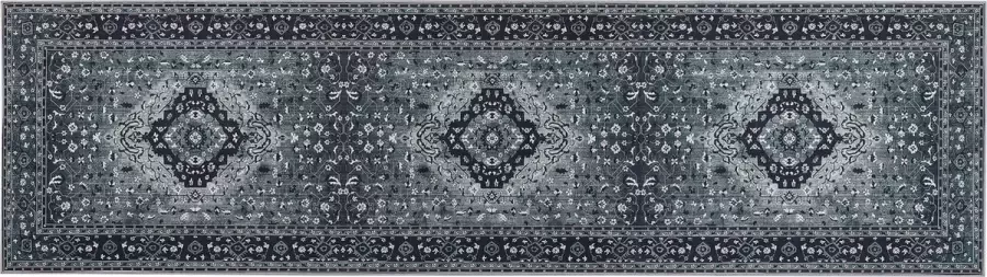 Beliani VADKADAM Laagpolig vloerkleed Grijs 80 x 300 cm Polyester - Foto 2