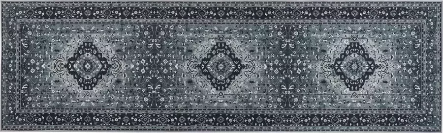Beliani VADKADAM Laagpolig vloerkleed Grijs 60 x 200 cm Polyester - Foto 1