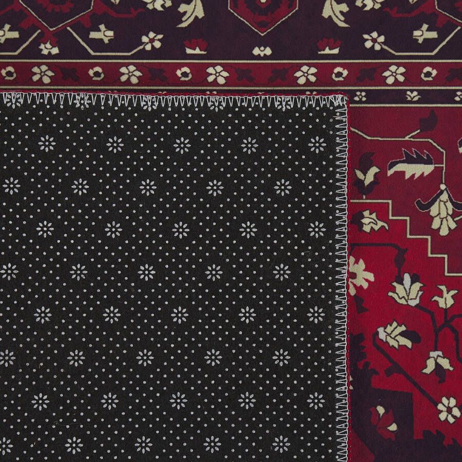 Beliani VADKADAM Laagpolig vloerkleed Rood 60 x 200 cm Polyester