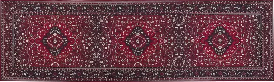 Beliani VADKADAM Laagpolig vloerkleed Rood 60 x 200 cm Polyester - Foto 2