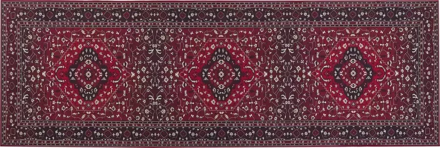 Beliani VADKADAM Laagpolig vloerkleed Rood 80 x 240 cm Polyester - Foto 2