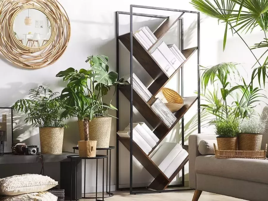 Beliani VARDEN Shelving Unit Donkere houtkleur Spaanplaat - Foto 1