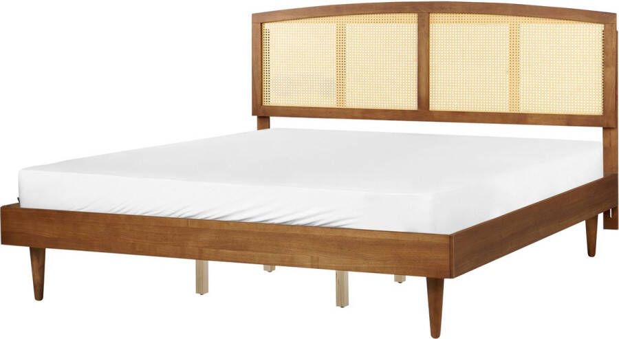 Beliani VARZY Bed Lichtbruin 180 x 200 cm Rubberhout