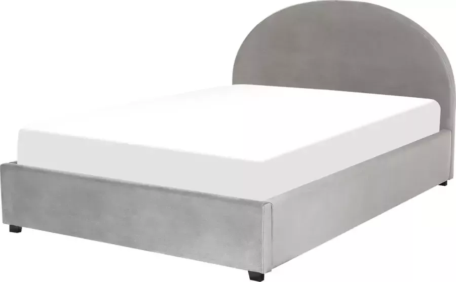 Beliani VAUCLUSE Bed met opbergruimte Grijs 160 x 200 cm Fluweel